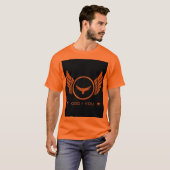 God + Uプリント男性または大人ハンサムなオレンジ Tシャツ (正面フル)