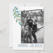 God With Usティール（緑がかった色）&金ゴールド葉宗教的写真 シーズンカード (正面)