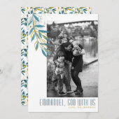 God With Usティール(緑がかった色)&金ゴールド葉宗教的写真 シーズンカード (正面/裏面)