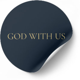 GOD WITH US ネイビーのミニマルなクリスマスステッカー ラウンドシール