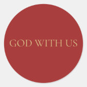 GOD WITH US 赤ミニマルクリスマスステッカー #4 ラウンドシール (正面)