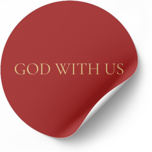 GOD WITH US 赤ミニマルクリスマスステッカー #4 ラウンドシール