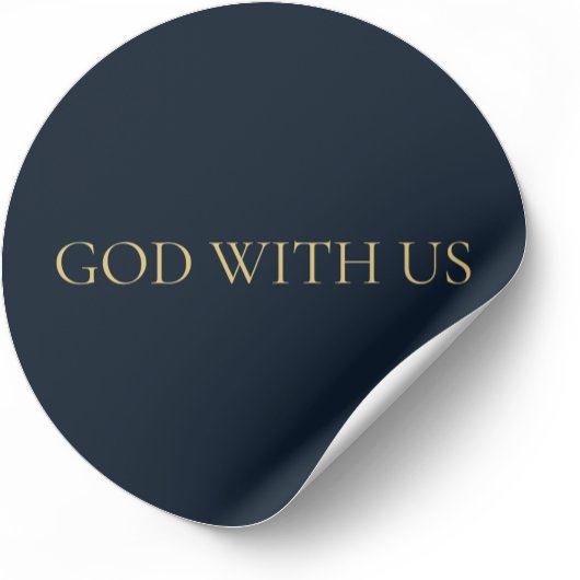 GOD WITH US – Navy Minimal Christmas Sticker ラウンドシール