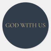 GOD WITH US – Navy Minimal Christmas Sticker ラウンドシール (正面)