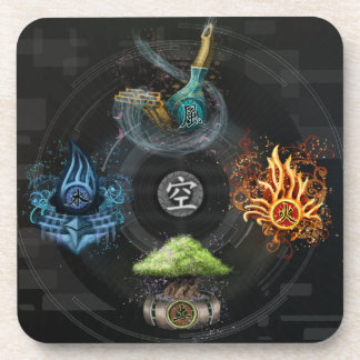 Godai 5の要素の漢字の芸術のイラストレーション コースター