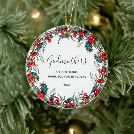 godchildによるgodparentの申出への贈与 セラミックオーナメント (ツリー)