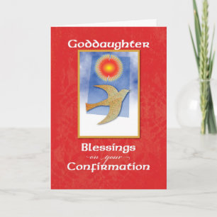 Goddaughter Confirmation Dove on Red カード