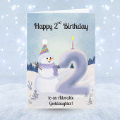 Goddaughter Happy 2nd Birthday Snowman Building カード