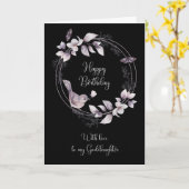 Goddaughter Happy Birthday Bird and Butterflies カード (黄色い花)