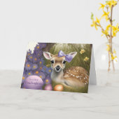 Goddaughter Happy Easter Cute Fawn with Eggs  カード (黄色い花)