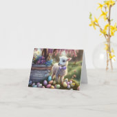 Goddaughter Happy Easter with Cute Lamb and Easter カード (黄色い花)