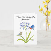 Goddaughter Happy First Mother’s Day Bluebird カード (黄色い花)