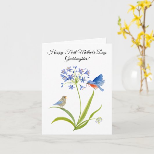 Goddaughter Happy First Mother’s Day Bluebird カード (黄色い花)