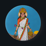 Goddess Brahmacharini Button 缶バッジ<br><div class="desc">Honor the sacred energy of Goddess Brahmacharini with this beautiful button featuring devotional Navdurga artwork. Maa Brahmacharini,  the second form of Durga,  symbolizes devotion,  discipline,  and spiritual wisdom. Perfect for festivals,  Navratri celebrations,  and spiritual accessories,  this button adds a meaningful and sacred touch to bags,  clothing,  and everyday items.</div>