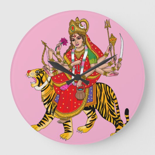 Goddess Chandraghanta Wall Clock ラージ壁時計 (正面)