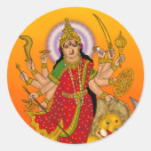 Goddess Durga Sticker ラウンドシール (正面)