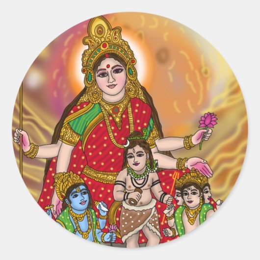 Goddess Durga Sticker ラウンドシール (正面)