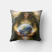 Goddess Gaia Gently Holding Planet Earth クッション (裏面)