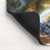 Goddess Gaia Gently Holding Planet Earth マウスパッド (コーナー)