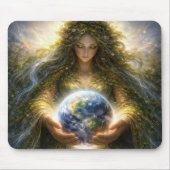 Goddess Gaia Gently Holding Planet Earth マウスパッド (正面)