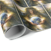 Goddess Gaia Gently Holding Planet Earth ラッピングペーパー (ロールコーナー)