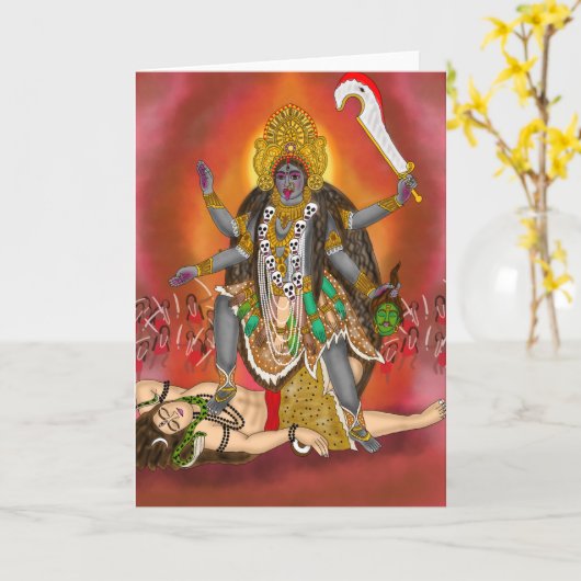 Goddess Kali Greeting Card カード (黄色い花)
