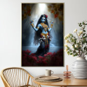 Goddess Kali Ma Blue Floral Waterfall Fantasy Art ポスター