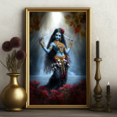 Goddess Kali Ma Blue Floral Waterfall Fantasy Art ポスター