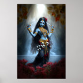Goddess Kali Ma Blue Floral Waterfall Fantasy Art ポスター (正面)