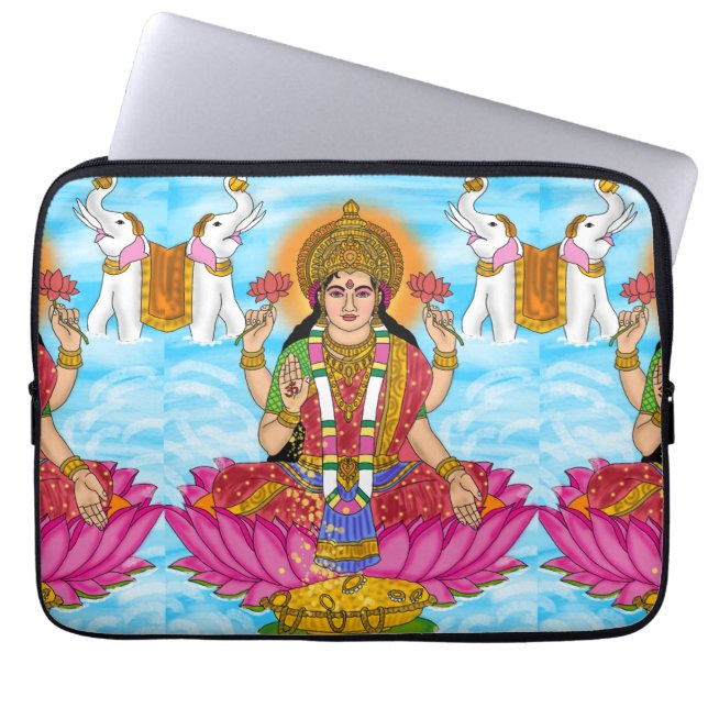 Goddess Lakshmi Laptop Cover ラップトップスリーブ (正面)
