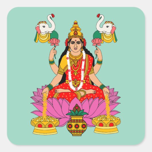 Goddess Lakshmi Sticker スクエアシール (正面)