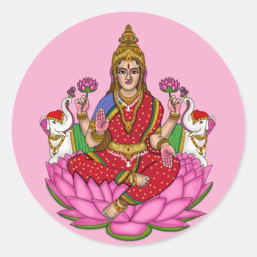 Goddess Lakshmi Sticker ラウンドシール (正面)