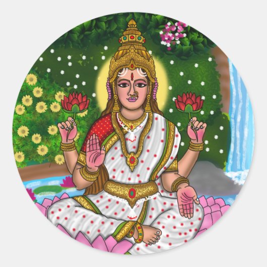 Goddess Lakshmi Sticker ラウンドシール (正面)