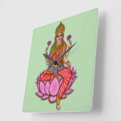 Goddess Lakshmi Wall Clock スクエア壁時計 (傾斜)