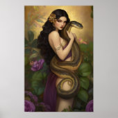 Goddess Lilith in the Garden of Eden Snake Art ポスター (正面)