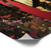 Goddess Ma'at: Egyptian Gold, Black Floral Moon ポスター (角)