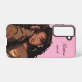 Goddess Mood Melanin Girl ピンク Samsung Galaxyケース (裏面横)