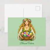Goddess Ostara Spring Equinox Floral Basket ポストカード (正面/裏面)