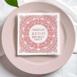 Goddess party napkins with pink Greek design スタンダードカクテルナプキン