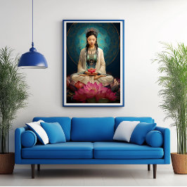 Goddess Quan Yin High Frequency Portrait Painting ポスター