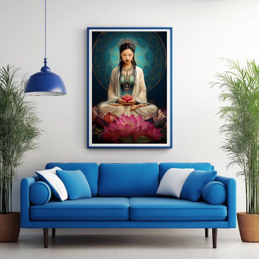 Goddess Quan Yin High Frequency Portrait Painting ポスター