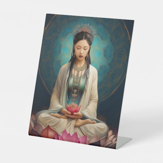 Goddess Quan Yin High Frequency Portrait Painting 台座サイン (正面)