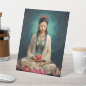 Goddess Quan Yin High Frequency Portrait Painting 台座サイン (インサイチュ)