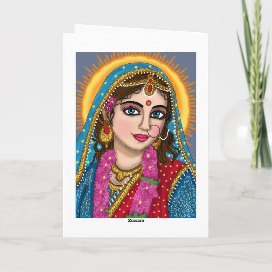 Goddess Radha Greeting Card | Divine Hindu Devi Ra カード (裏面)