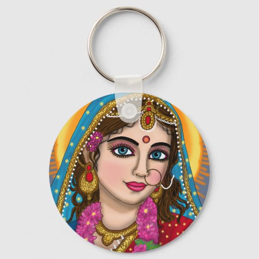 Goddess Radha Keychain | Divine Hindu Devi Radha S キーホルダー (正面)