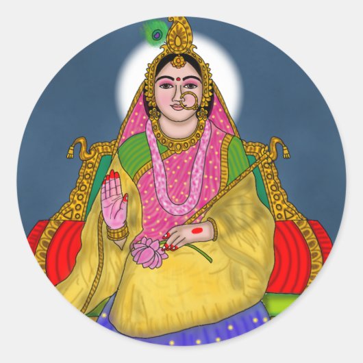 Goddess Radha Sticker ラウンドシール (正面)