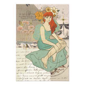 Goddess redhead woman vintage wall art poster  フォトプリント           