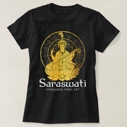Goddess Saraswati Jersey Hinduism Hindu Gods Deity Tシャツ (デザイン正面)