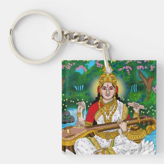 Goddess Saraswati Keychain キーホルダー (正面)