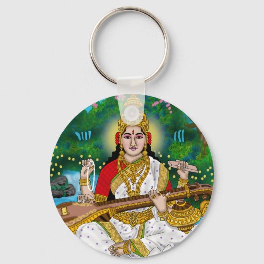 Goddess Saraswati Keychain キーホルダー (正面)